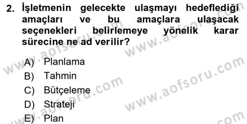 Lojistik Maliyetleri ve Raporlama 2 Dersi 2016 - 2017 Yılı 3 Ders Sınav Soruları 2. Soru