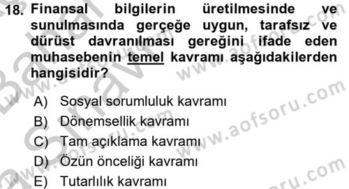 Lojistik Maliyetleri ve Raporlama 2 Dersi 2016 - 2017 Yılı (Vize) Ara Sınav Soruları 18. Soru