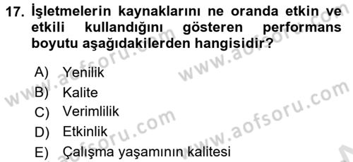 Lojistik Maliyetleri ve Raporlama 2 Dersi 2016 - 2017 Yılı (Final) Dönem Sonu Sınav Soruları 17. Soru