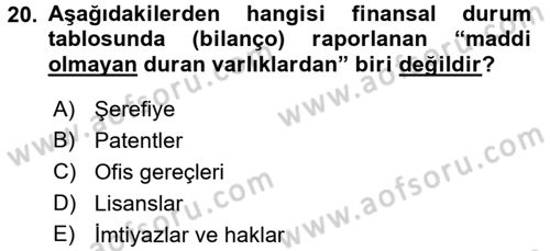Lojistik Maliyetleri ve Raporlama 2 Dersi 2017 - 2018 Yılı 3 Ders Sınav Soruları 20. Soru