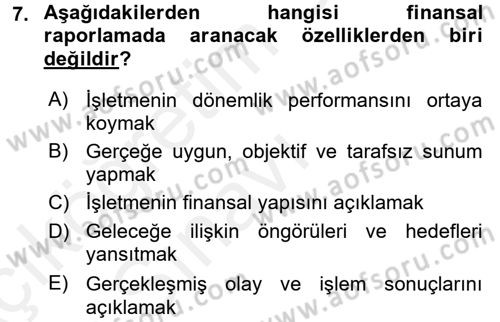 Lojistik Maliyetleri ve Raporlama 2 Dersi 2017 - 2018 Yılı 3 Ders Sınav Soruları 7. Soru