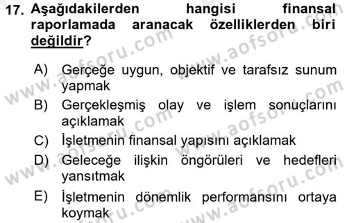 Lojistik Maliyetleri ve Raporlama 2 Dersi 2017 - 2018 Yılı (Vize) Ara Sınav Soruları 17. Soru