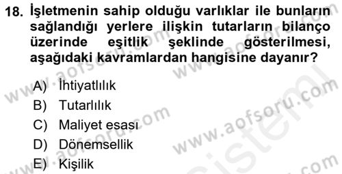 Lojistik Maliyetleri ve Raporlama 2 Dersi 2017 - 2018 Yılı (Vize) Ara Sınav Soruları 18. Soru