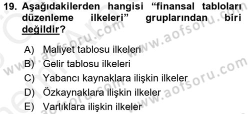 Lojistik Maliyetleri ve Raporlama 2 Dersi 2017 - 2018 Yılı (Vize) Ara Sınav Soruları 19. Soru