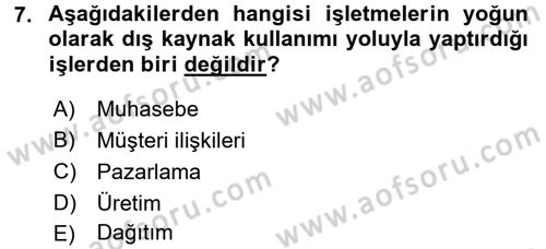 Lojistik Maliyetleri ve Raporlama 2 Dersi 2017 - 2018 Yılı (Vize) Ara Sınav Soruları 7. Soru