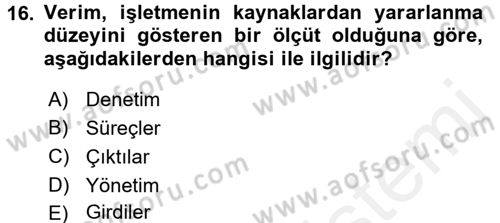 Lojistik Maliyetleri ve Raporlama 2 Dersi 2017 - 2018 Yılı (Final) Dönem Sonu Sınav Soruları 16. Soru
