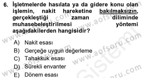 Lojistik Maliyetleri ve Raporlama 2 Dersi 2017 - 2018 Yılı (Final) Dönem Sonu Sınav Soruları 6. Soru