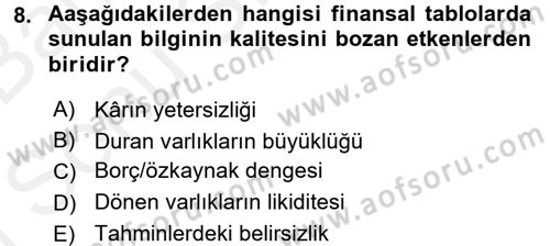 Lojistik Maliyetleri ve Raporlama 2 Dersi 2017 - 2018 Yılı (Final) Dönem Sonu Sınav Soruları 8. Soru