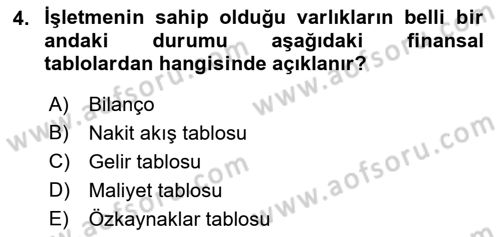 Lojistik Maliyetleri ve Raporlama 2 Dersi 2018 - 2019 Yılı 3 Ders Sınavı 4. Soru