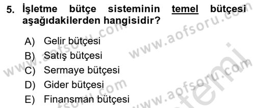 Lojistik Maliyetleri ve Raporlama 2 Dersi 2018 - 2019 Yılı 3 Ders Sınavı 5. Soru