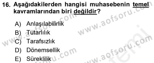 Lojistik Maliyetleri ve Raporlama 2 Dersi 2018 - 2019 Yılı (Vize) Ara Sınav Soruları 16. Soru