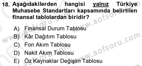 Lojistik Maliyetleri ve Raporlama 2 Dersi 2018 - 2019 Yılı (Vize) Ara Sınav Soruları 18. Soru