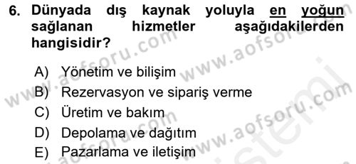 Lojistik Maliyetleri ve Raporlama 2 Dersi 2018 - 2019 Yılı (Vize) Ara Sınav Soruları 6. Soru