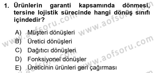 Lojistik Maliyetleri ve Raporlama 2 Dersi 2018 - 2019 Yılı Yaz Okulu Sınav Soruları 1. Soru