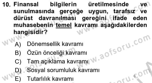 Lojistik Maliyetleri ve Raporlama 2 Dersi 2018 - 2019 Yılı Yaz Okulu Sınavı 10. Soru