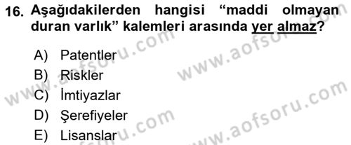 Lojistik Maliyetleri ve Raporlama 2 Dersi 2018 - 2019 Yılı Yaz Okulu Sınav Soruları 16. Soru