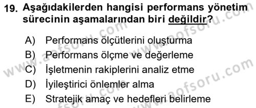 Lojistik Maliyetleri ve Raporlama 2 Dersi 2018 - 2019 Yılı Yaz Okulu Sınav Soruları 19. Soru
