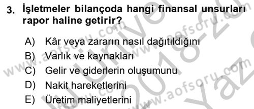 Lojistik Maliyetleri ve Raporlama 2 Dersi 2018 - 2019 Yılı Yaz Okulu Sınav Soruları 3. Soru
