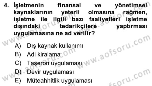 Lojistik Maliyetleri ve Raporlama 2 Dersi 2018 - 2019 Yılı Yaz Okulu Sınav Soruları 4. Soru