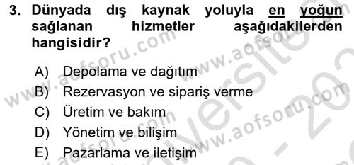 Lojistik Maliyetleri ve Raporlama 2 Dersi 2020 - 2021 Yılı Yaz Okulu Sınav Soruları 3. Soru