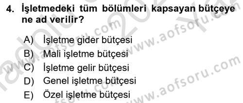 Lojistik Maliyetleri ve Raporlama 2 Dersi 2020 - 2021 Yılı Yaz Okulu Sınav Soruları 4. Soru