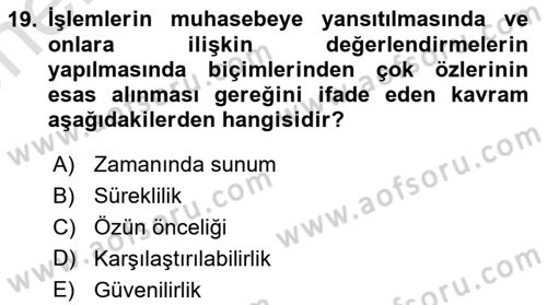 Lojistik Maliyetleri ve Raporlama 2 Dersi 2021 - 2022 Yılı (Vize) Ara Sınav Soruları 19. Soru