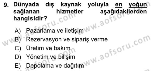 Lojistik Maliyetleri ve Raporlama 2 Dersi 2021 - 2022 Yılı (Vize) Ara Sınav Soruları 9. Soru