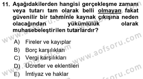 Lojistik Maliyetleri ve Raporlama 2 Dersi 2021 - 2022 Yılı Yaz Okulu Sınav Soruları 11. Soru