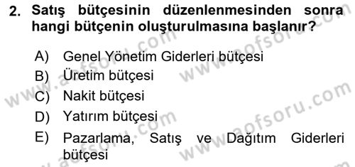 Lojistik Maliyetleri ve Raporlama 2 Dersi 2021 - 2022 Yılı Yaz Okulu Sınav Soruları 2. Soru