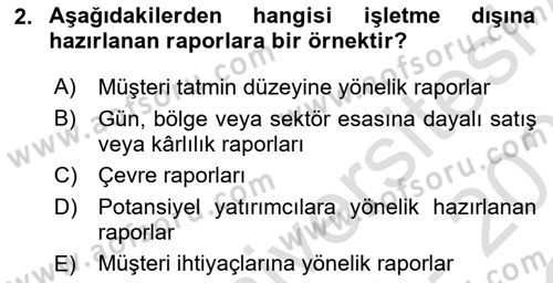 Lojistik Maliyetleri ve Raporlama 2 Dersi 2022 - 2023 Yılı Yaz Okulu Sınav Soruları 2. Soru