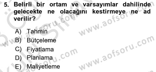 Lojistik Maliyetleri ve Raporlama 2 Dersi 2022 - 2023 Yılı Yaz Okulu Sınav Soruları 5. Soru