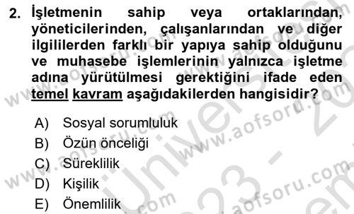 Lojistik Maliyetleri ve Raporlama 2 Dersi 2023 - 2024 Yılı (Final) Dönem Sonu Sınav Soruları 2. Soru