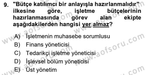 Lojistik Maliyetleri ve Raporlama 2 Dersi 2023 - 2024 Yılı (Final) Dönem Sonu Sınav Soruları 9. Soru