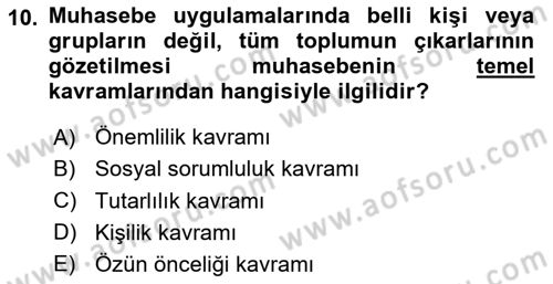 Lojistik Maliyetleri ve Raporlama 2 Dersi 2023 - 2024 Yılı Yaz Okulu Sınav Soruları 10. Soru
