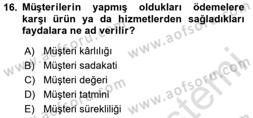 Lojistik Maliyetleri ve Raporlama 2 Dersi 2023 - 2024 Yılı Yaz Okulu Sınav Soruları 16. Soru