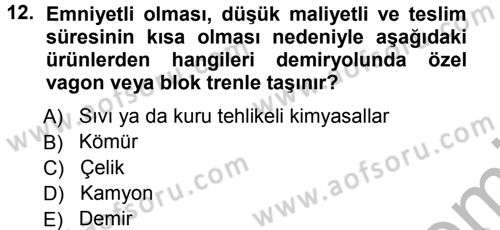 Ulaştırma Sistemleri Dersi 2012 - 2013 Yılı (Vize) Ara Sınav Soruları 12. Soru