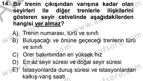 Ulaştırma Sistemleri Dersi 2012 - 2013 Yılı (Vize) Ara Sınav Soruları 14. Soru