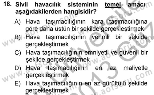 Ulaştırma Sistemleri Dersi 2012 - 2013 Yılı (Vize) Ara Sınav Soruları 18. Soru