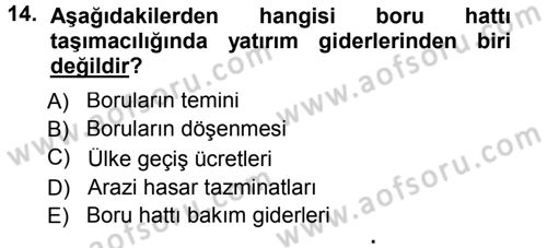Ulaştırma Sistemleri Dersi 2012 - 2013 Yılı (Final) Dönem Sonu Sınav Soruları 14. Soru