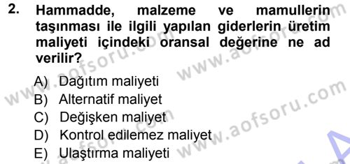 Ulaştırma Sistemleri Dersi 2012 - 2013 Yılı (Final) Dönem Sonu Sınav Soruları 2. Soru