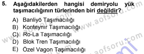 Ulaştırma Sistemleri Dersi 2012 - 2013 Yılı (Final) Dönem Sonu Sınav Soruları 5. Soru