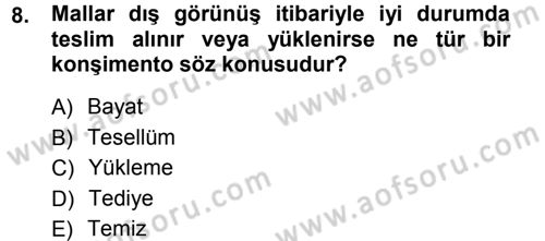 Ulaştırma Sistemleri Dersi 2012 - 2013 Yılı (Final) Dönem Sonu Sınav Soruları 8. Soru