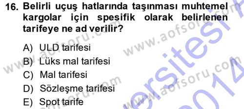Ulaştırma Sistemleri Dersi 2013 - 2014 Yılı (Vize) Ara Sınav Soruları 16. Soru