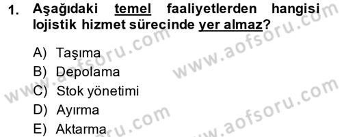 Ulaştırma Sistemleri Dersi 2013 - 2014 Yılı (Final) Dönem Sonu Sınav Soruları 1. Soru