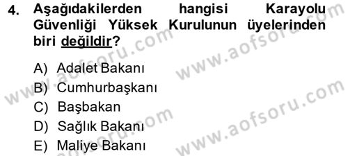 Ulaştırma Sistemleri Dersi 2013 - 2014 Yılı (Final) Dönem Sonu Sınav Soruları 4. Soru