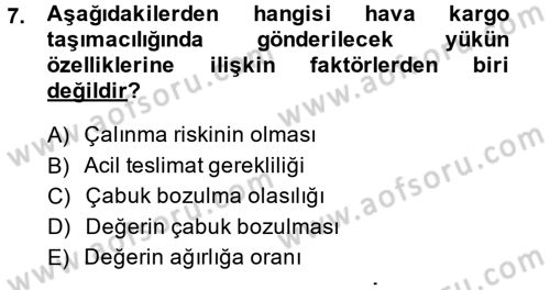 Ulaştırma Sistemleri Dersi 2013 - 2014 Yılı (Final) Dönem Sonu Sınav Soruları 7. Soru