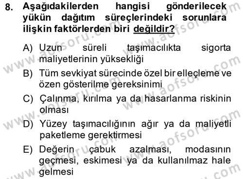 Ulaştırma Sistemleri Dersi 2013 - 2014 Yılı (Final) Dönem Sonu Sınav Soruları 8. Soru