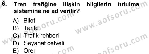 Ulaştırma Sistemleri Dersi 2013 - 2014 Yılı Tek Ders Sınavı 6. Soru