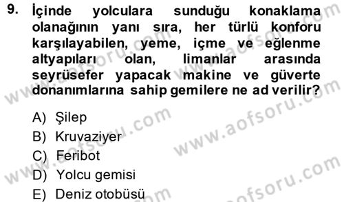 Ulaştırma Sistemleri Dersi 2014 - 2015 Yılı (Final) Dönem Sonu Sınav Soruları 9. Soru