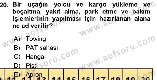 Ulaştırma Sistemleri Dersi 2015 - 2016 Yılı (Vize) Ara Sınav Soruları 20. Soru